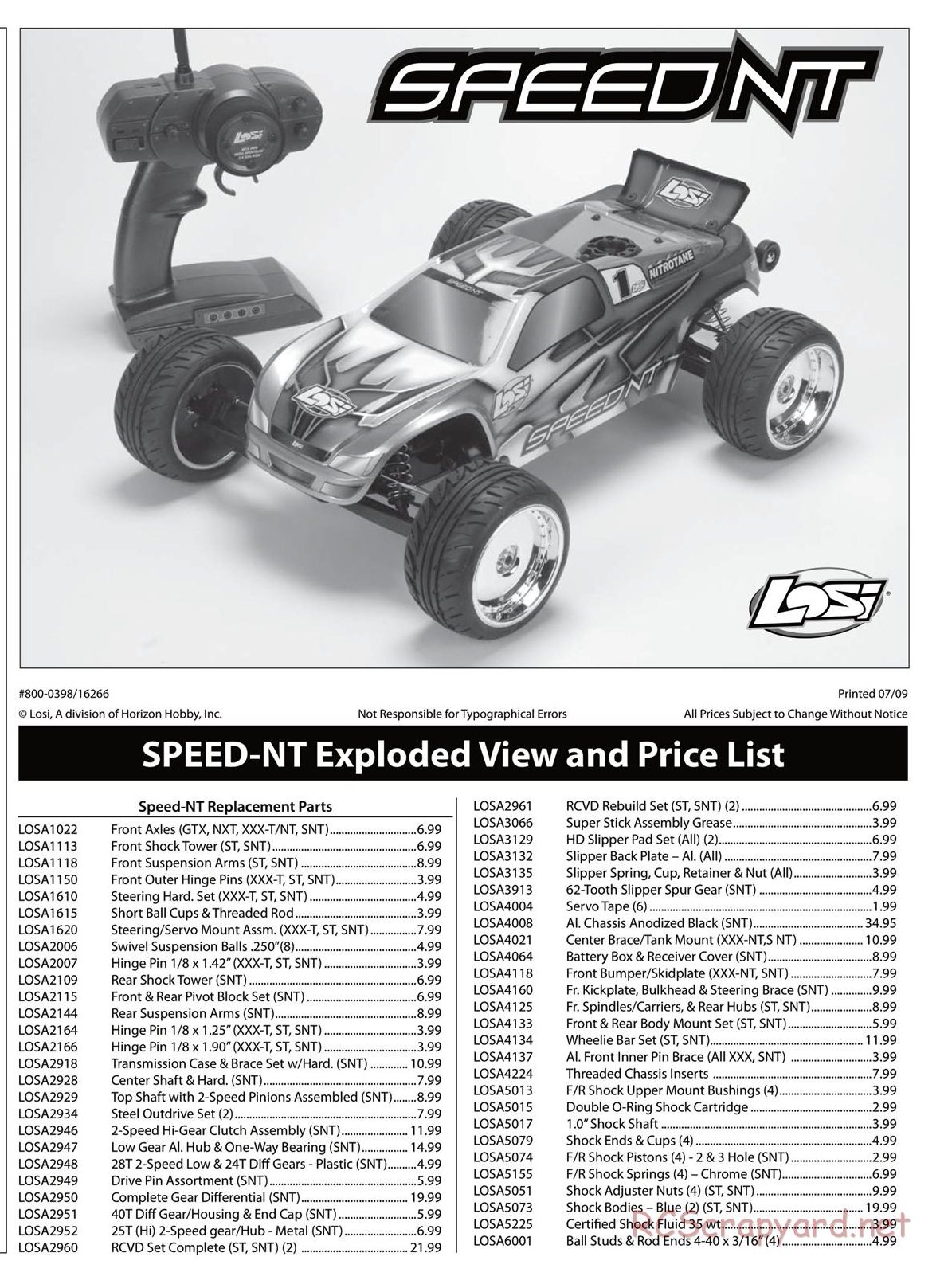 Team Losi - Speed-NT - Manual - Page 1