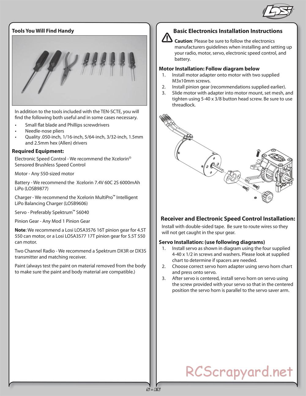 Team Losi - Ten-SCTE - Manual - Page 5