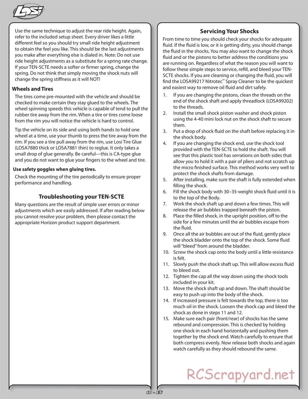 Team Losi - Ten-SCTE - Manual - Page 10