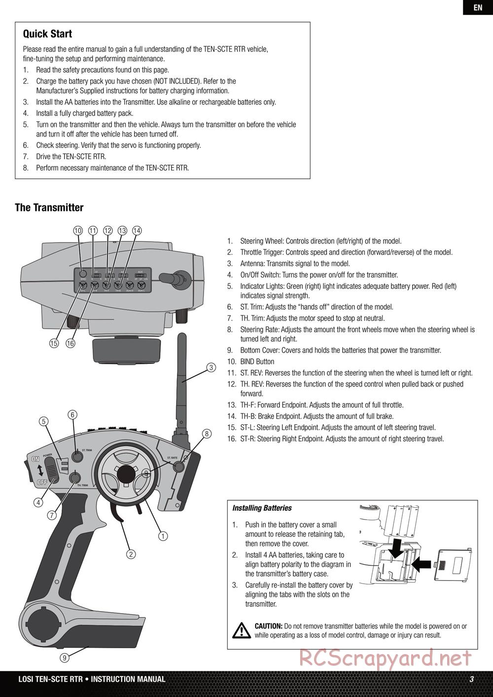 Team Losi - Ten SCTE - Manual - Page 3