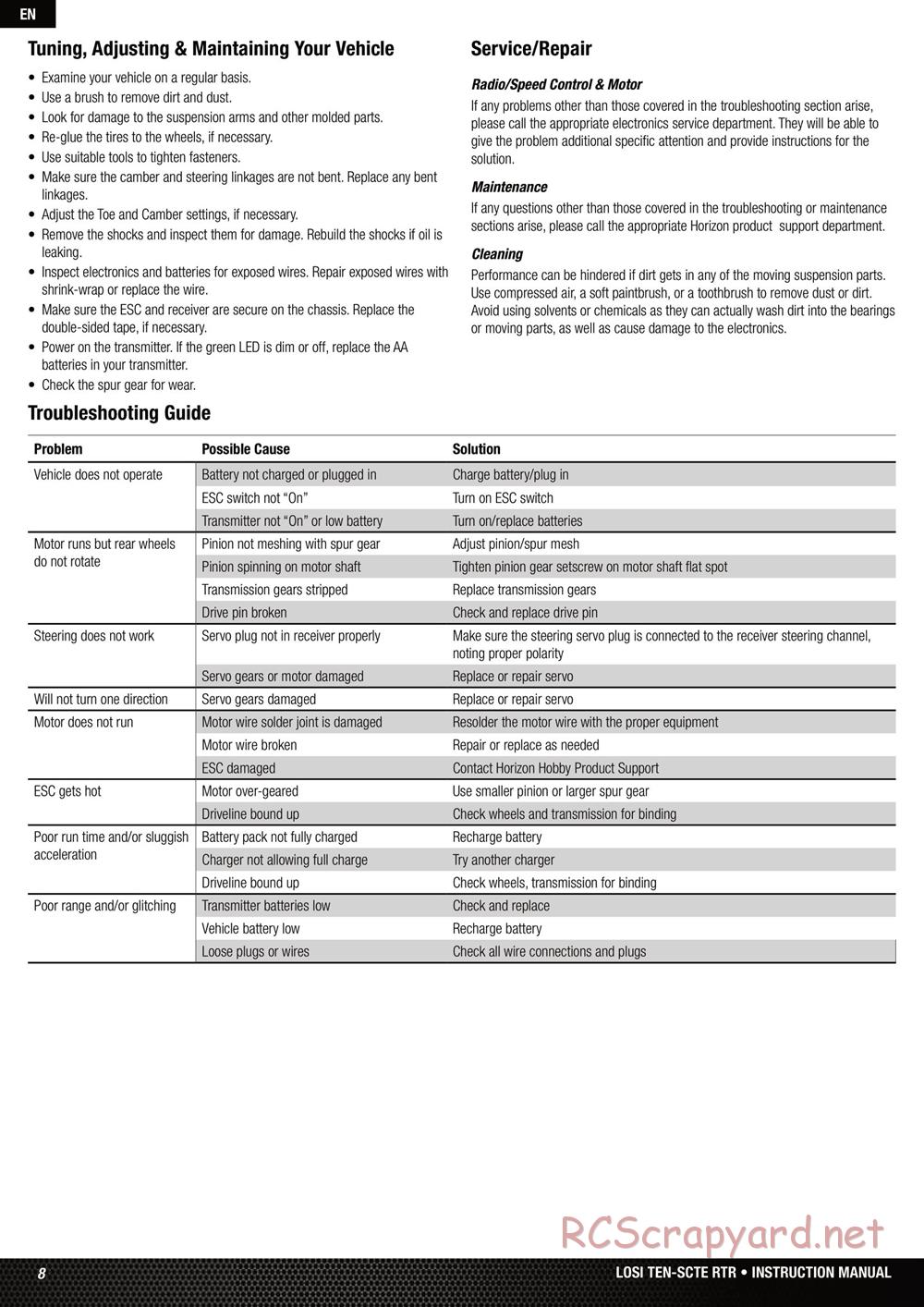 Team Losi - Ten SCTE - Manual - Page 8