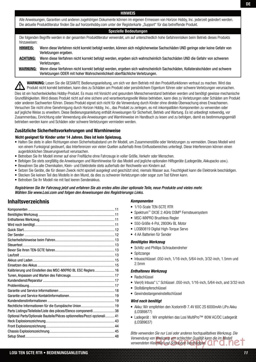 Team Losi - Ten SCTE - Manual - Page 11