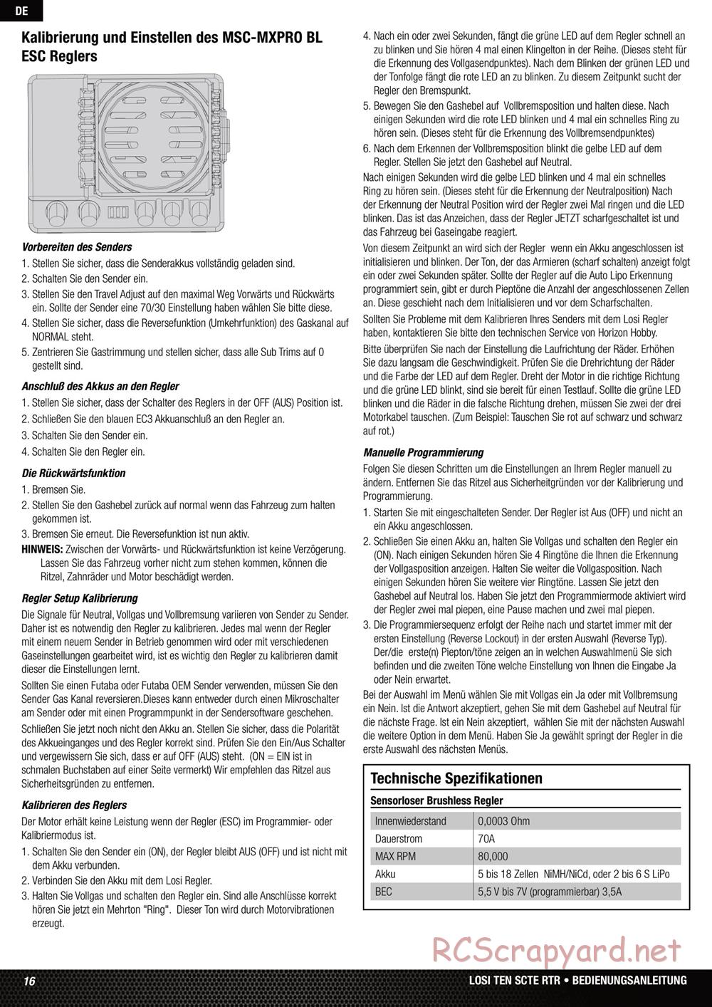 Team Losi - Ten SCTE - Manual - Page 16