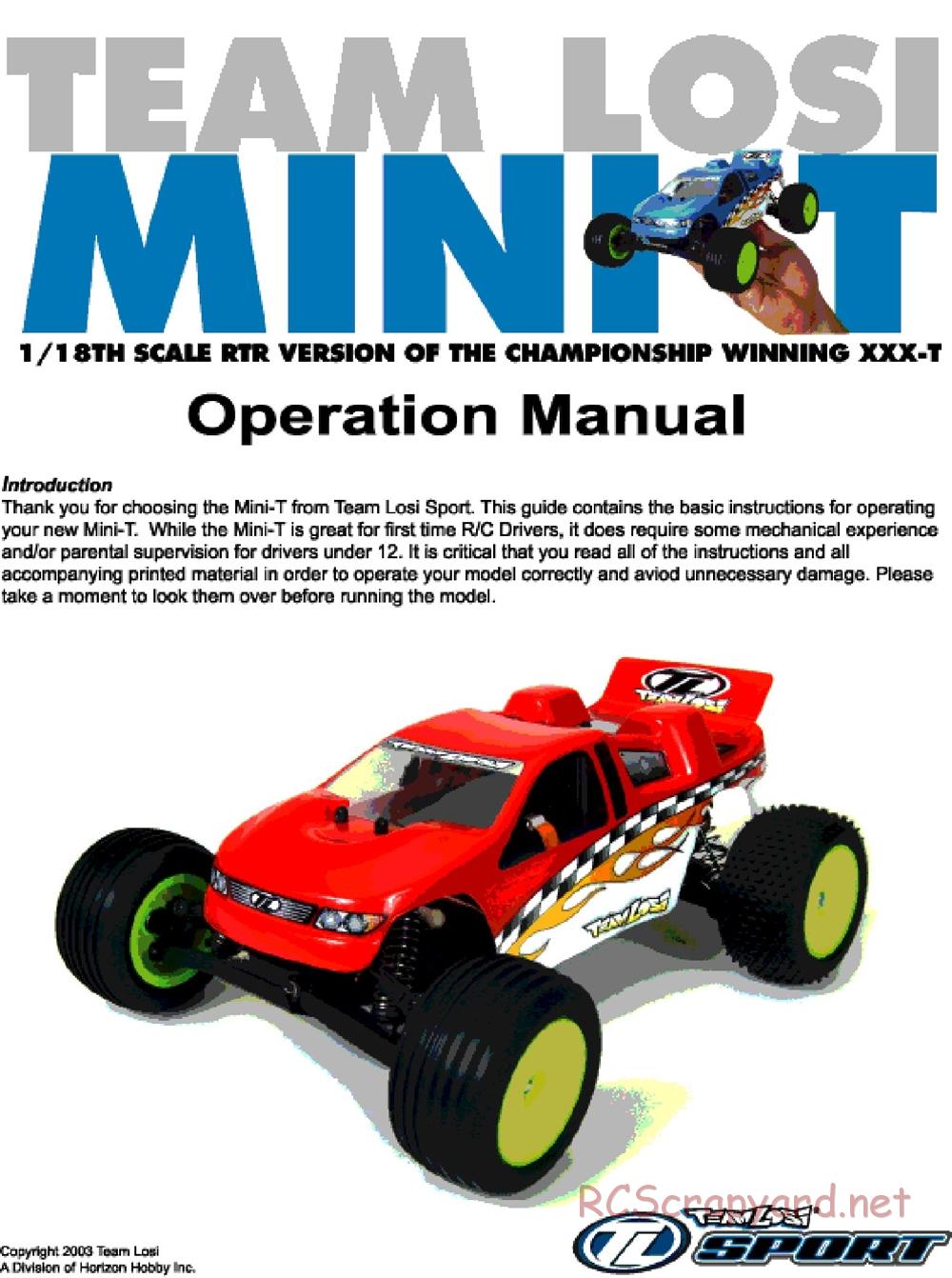 Team Losi - Mini-T - Manual - Page 1