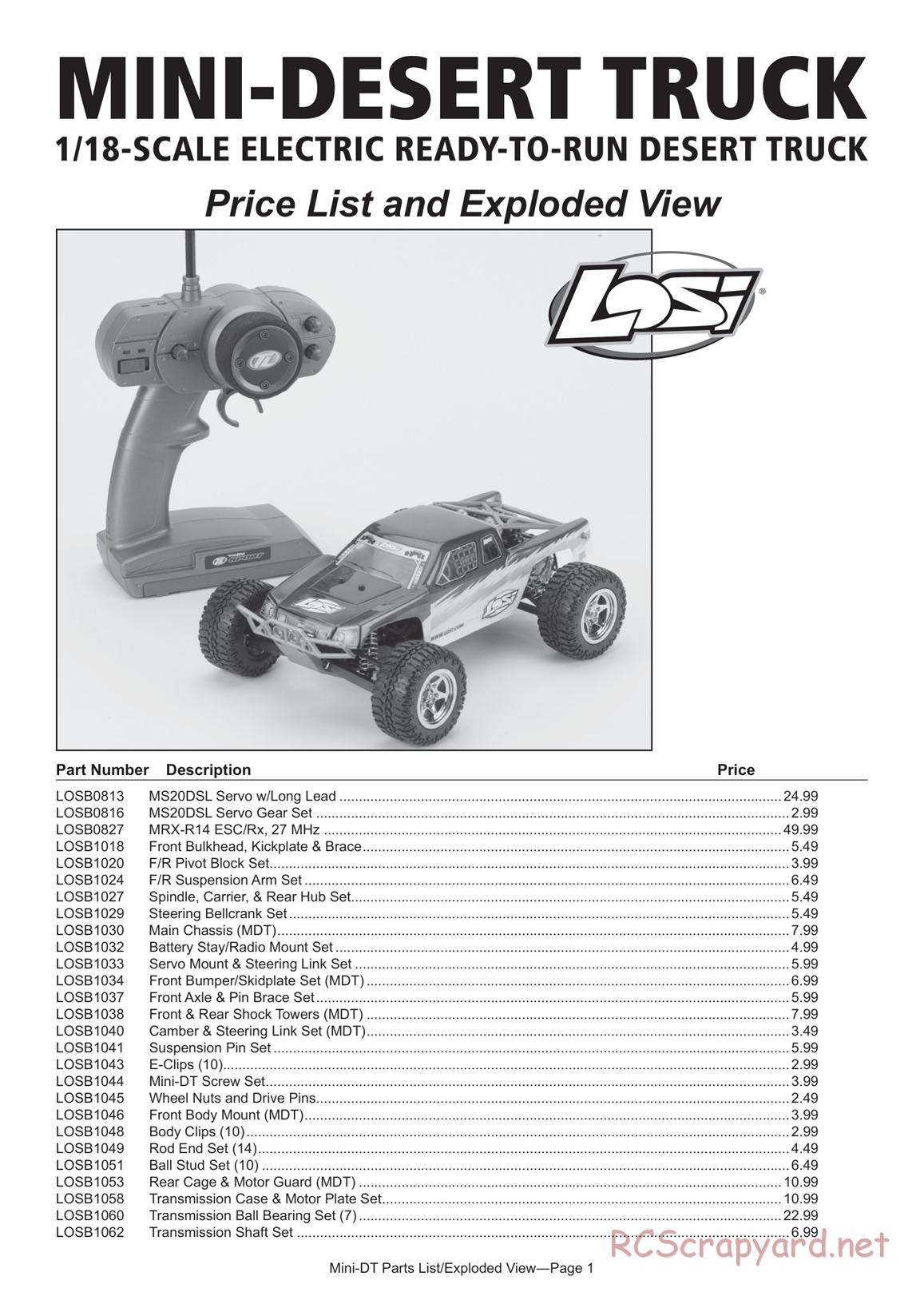 Team Losi - Mini Desert Truck - Manual - Page 1