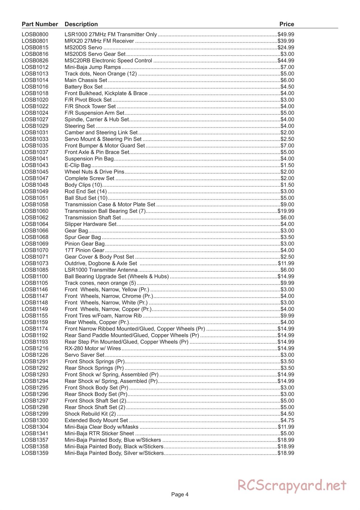 Team Losi - Mini-Baja - Manual - Page 4