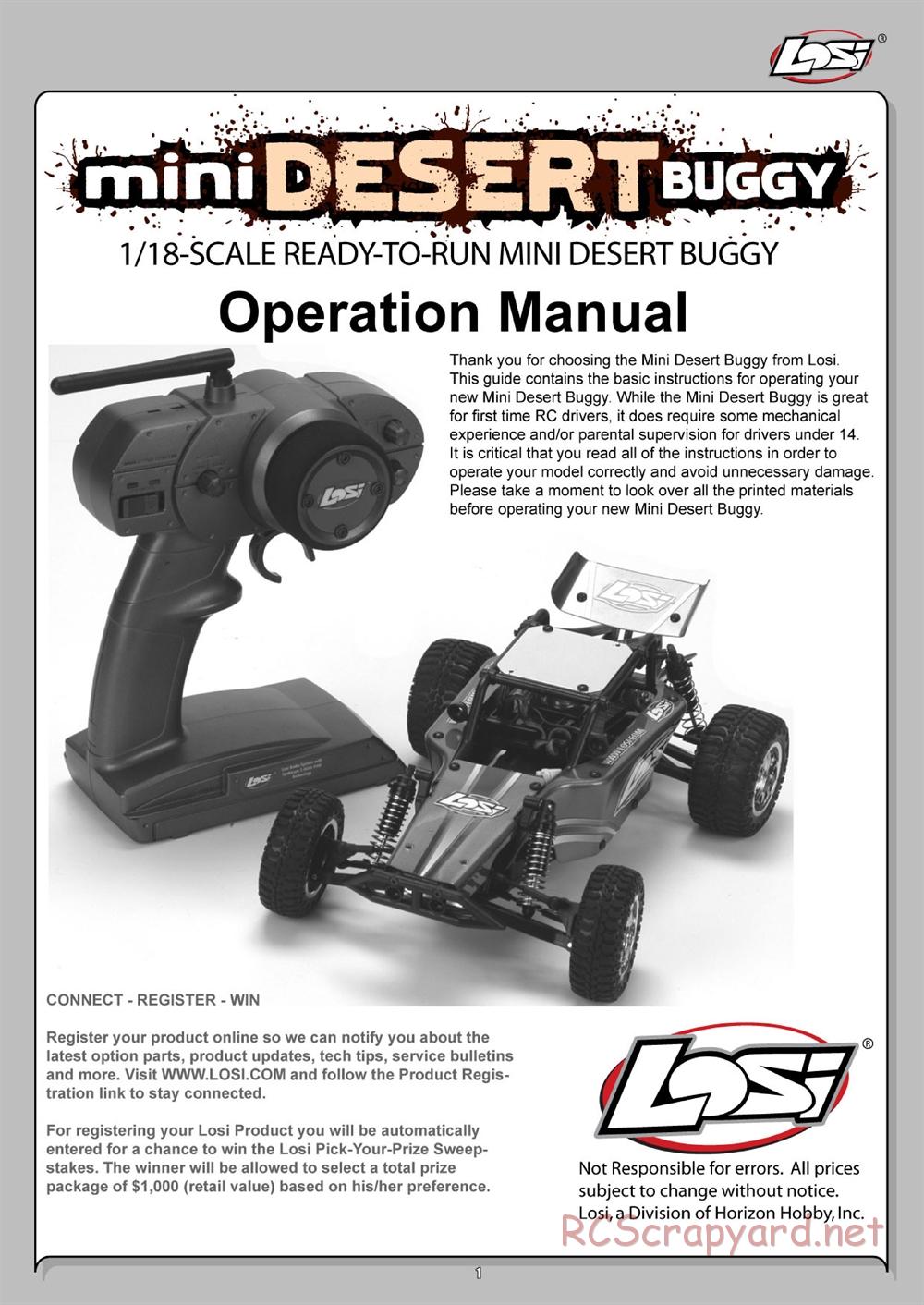 Team Losi - Mini Desert Buggy - Manual - Page 1