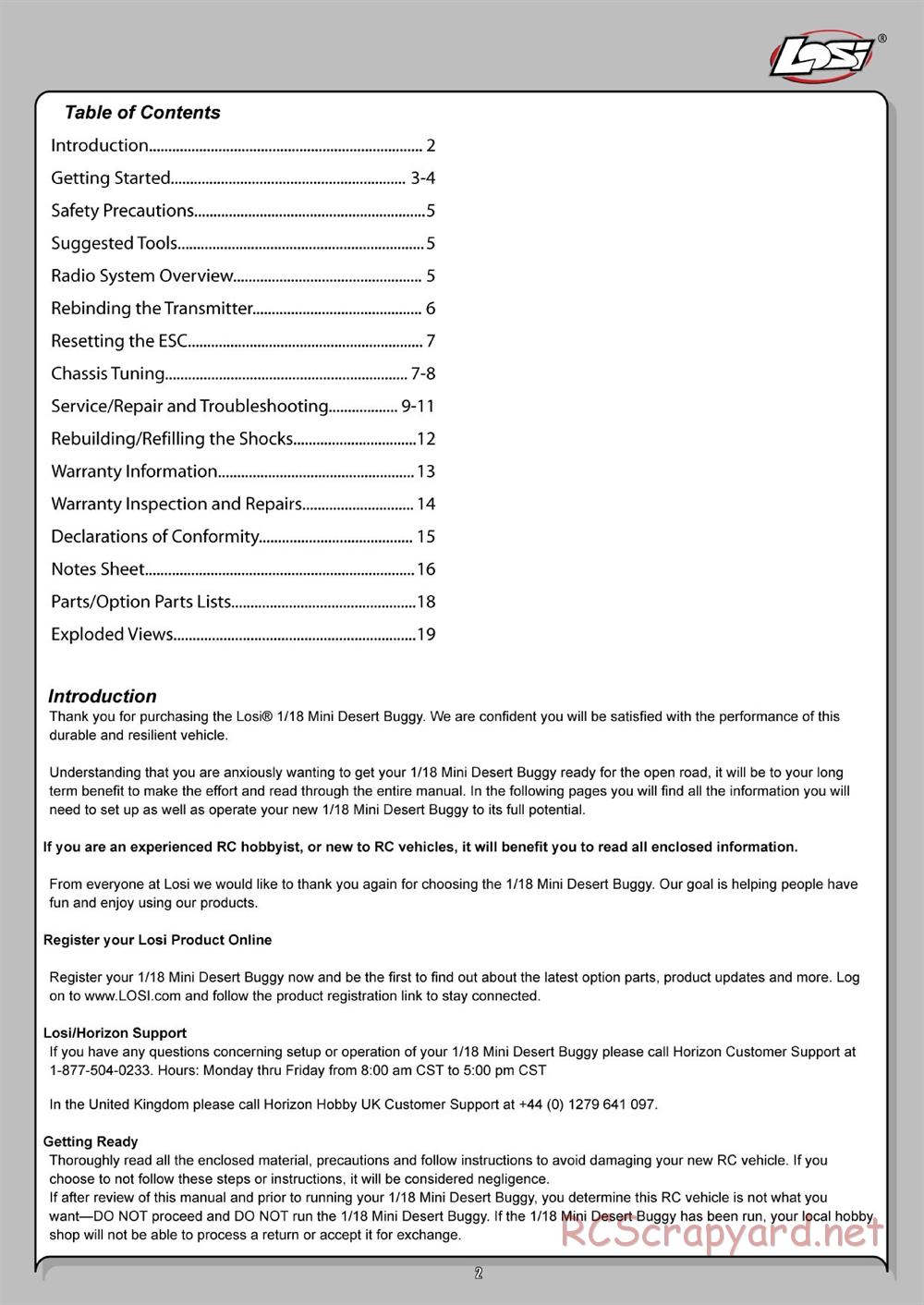 Team Losi - Mini Desert Buggy - Manual - Page 2