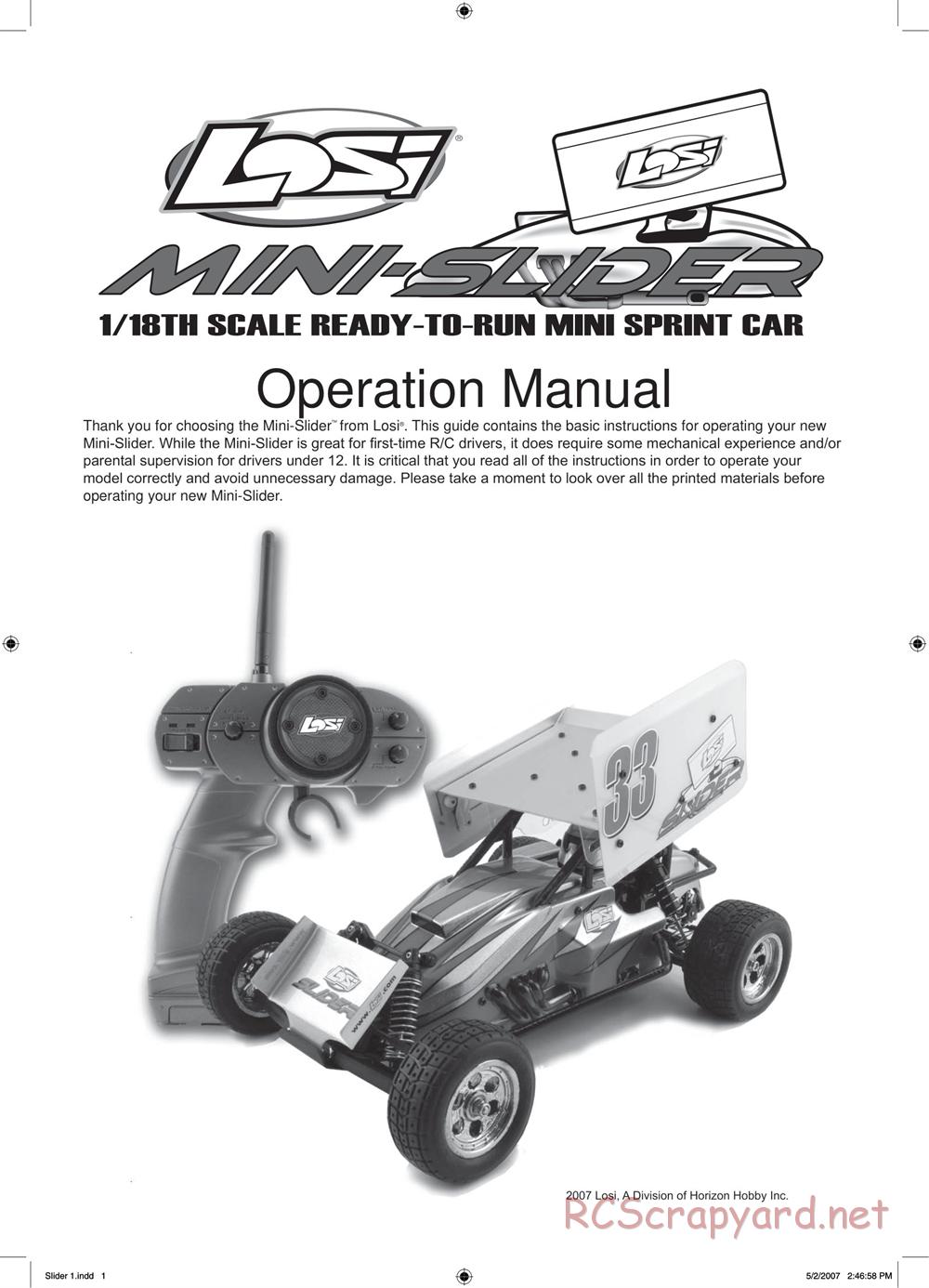 Team Losi - Mini-Slider - Manual - Page 1