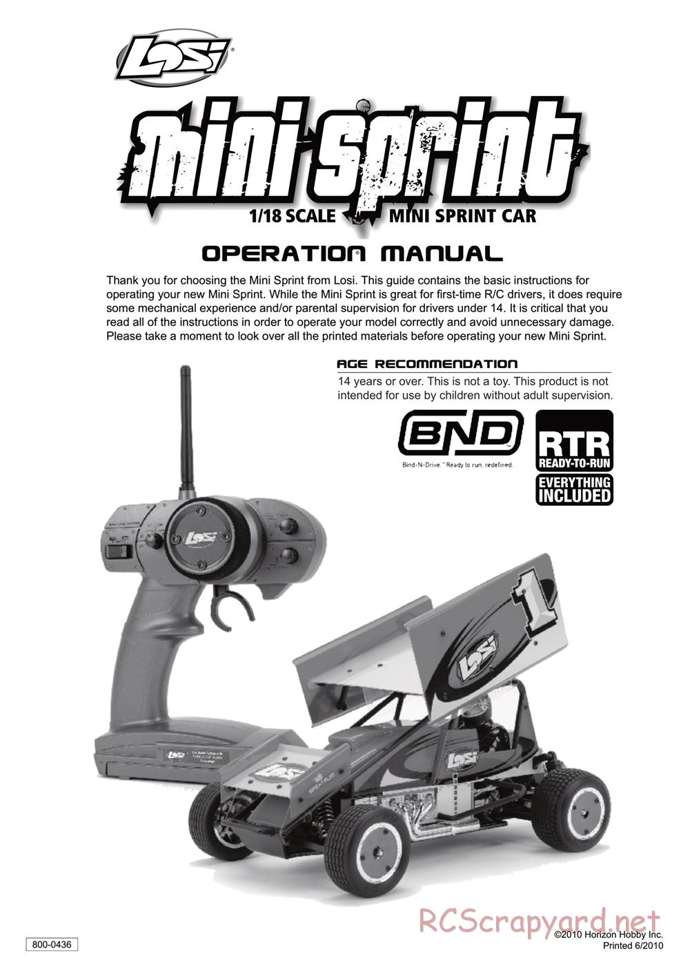 Team Losi - Mini Sprint - Manual - Page 1