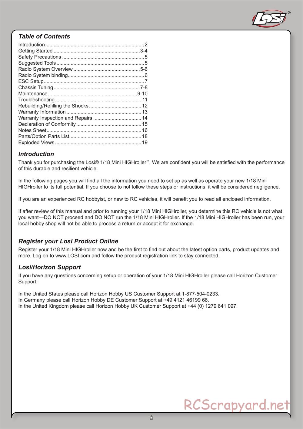 Team Losi - Mini High-Roller - Manual - Page 2