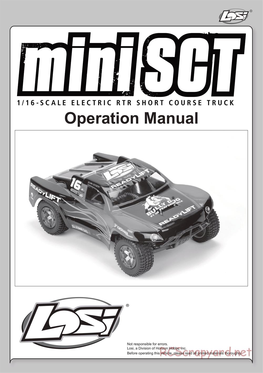 Team Losi - Mini ReadyLift SCT - Manual - Page 1