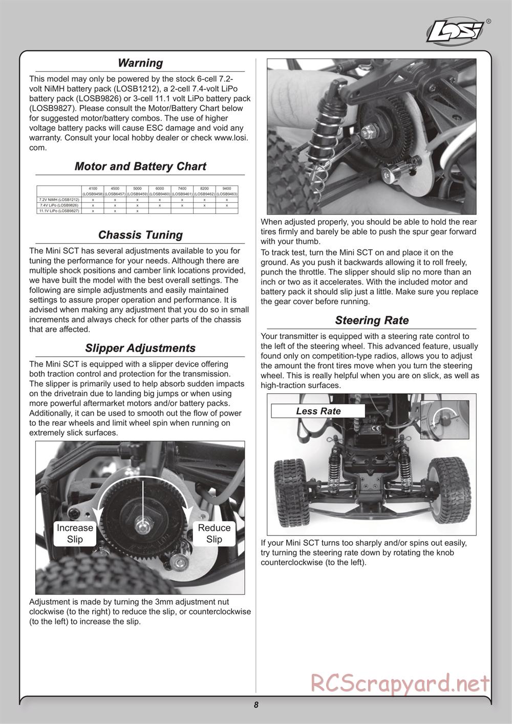 Team Losi - Mini ReadyLift SCT - Manual - Page 8