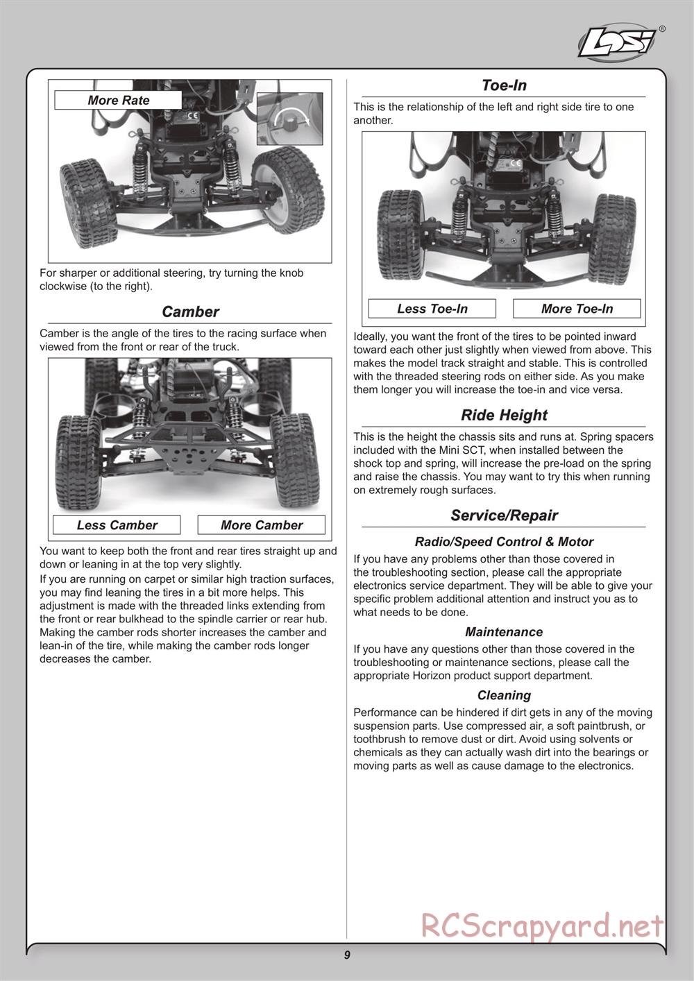 Team Losi - Mini ReadyLift SCT - Manual - Page 9