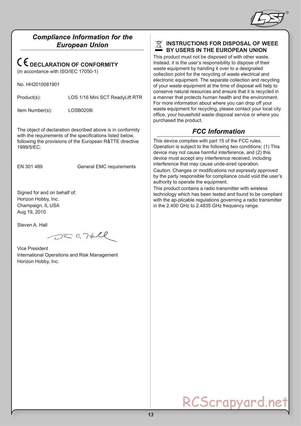 Team Losi - Mini ReadyLift SCT - Manual - Page 13