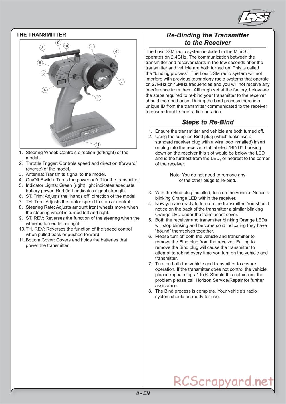 Team Losi - Mini Rockstar SCT - Manual - Page 8