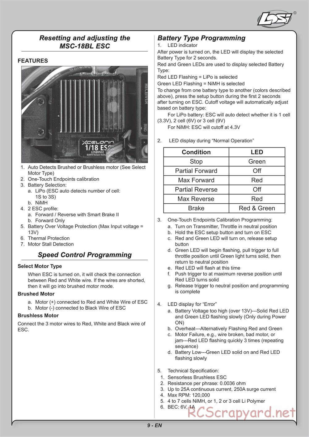 Team Losi - Mini Rockstar SCT - Manual - Page 9