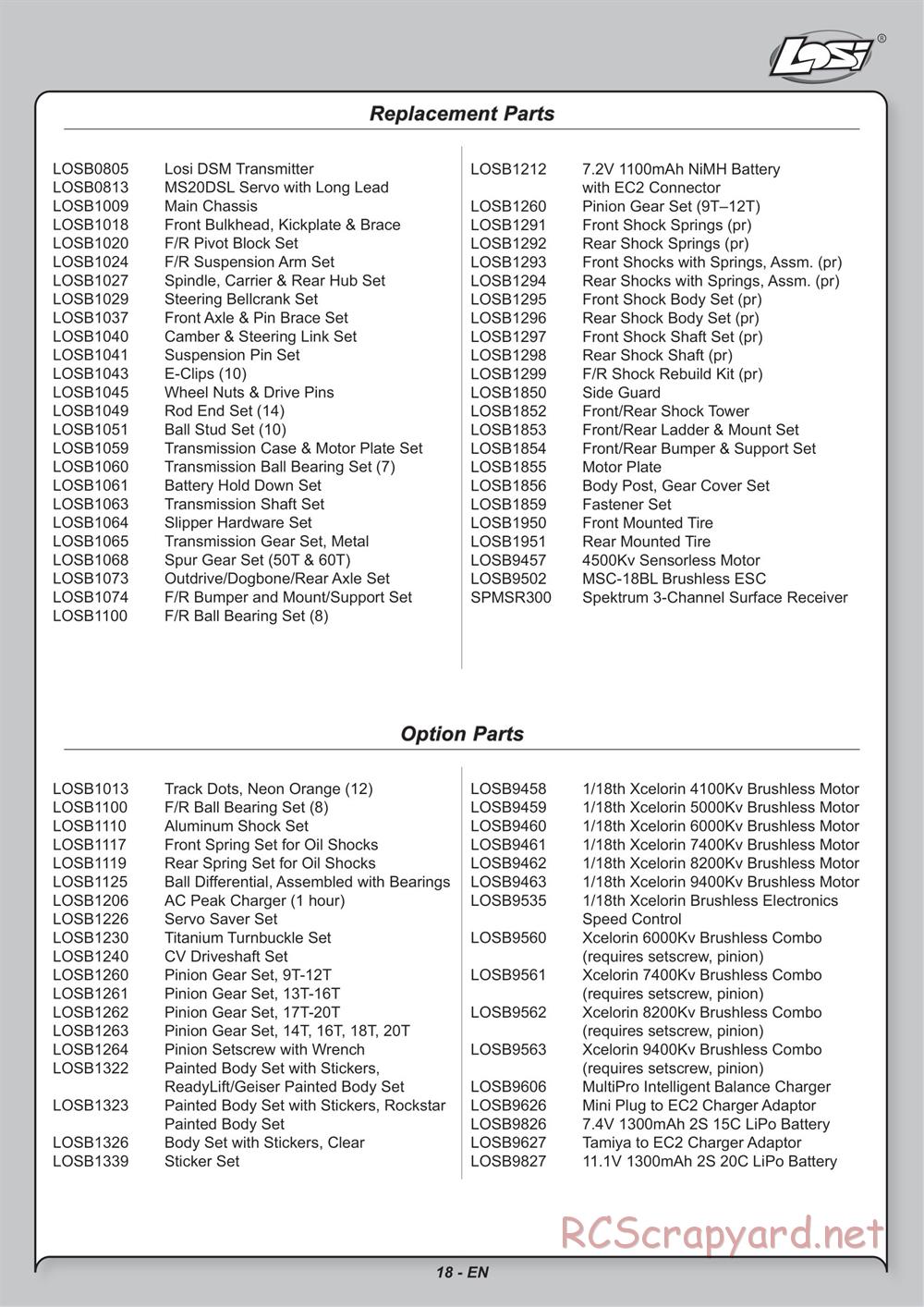 Team Losi - Mini Rockstar SCT - Manual - Page 18