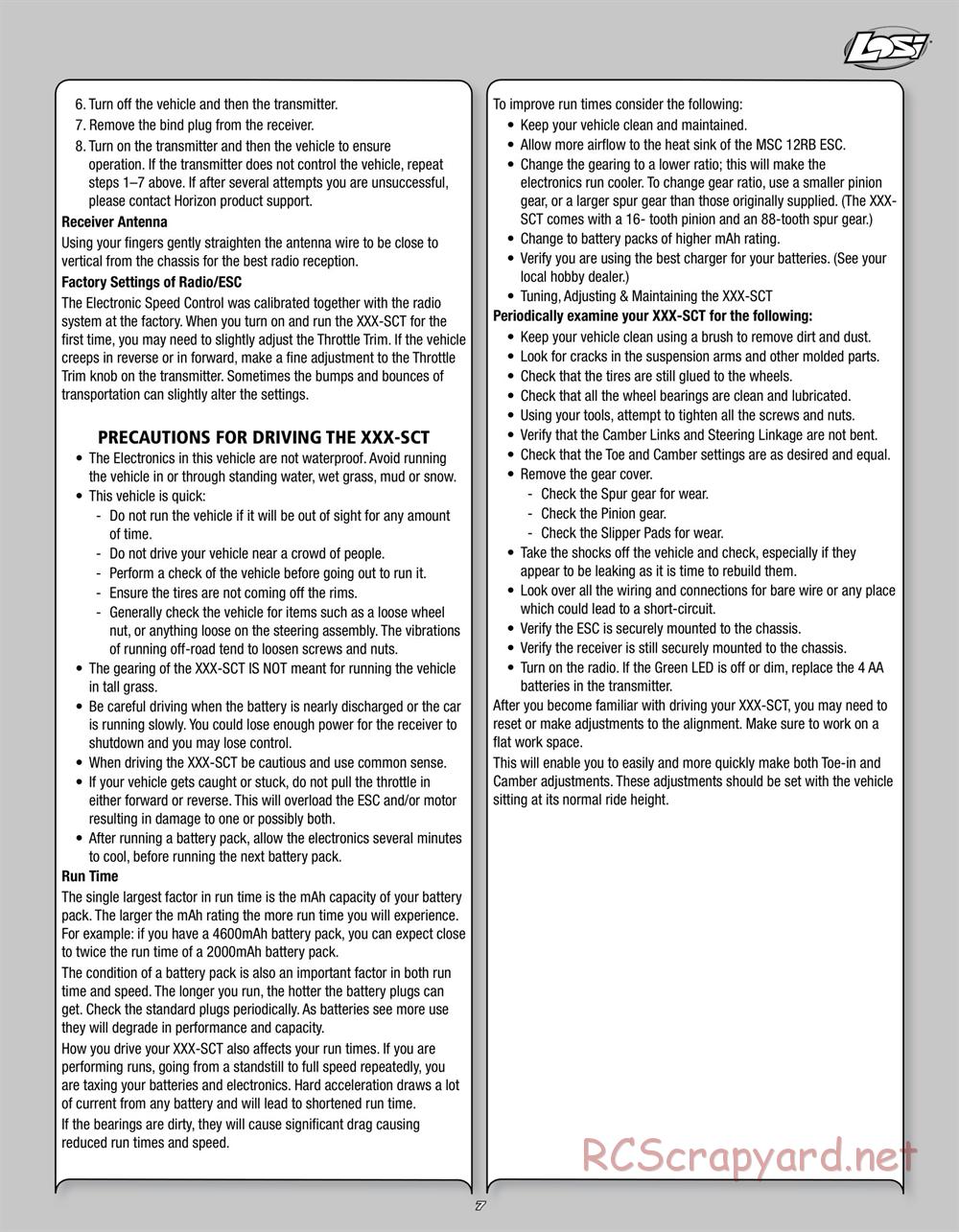 Team Losi - Mini Stronghold SCT - Manual - Page 7