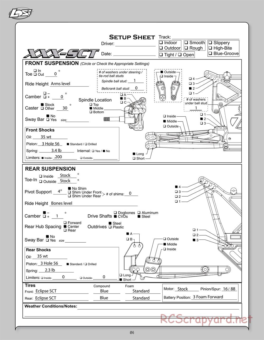 Team Losi - Mini Stronghold SCT - Manual - Page 54