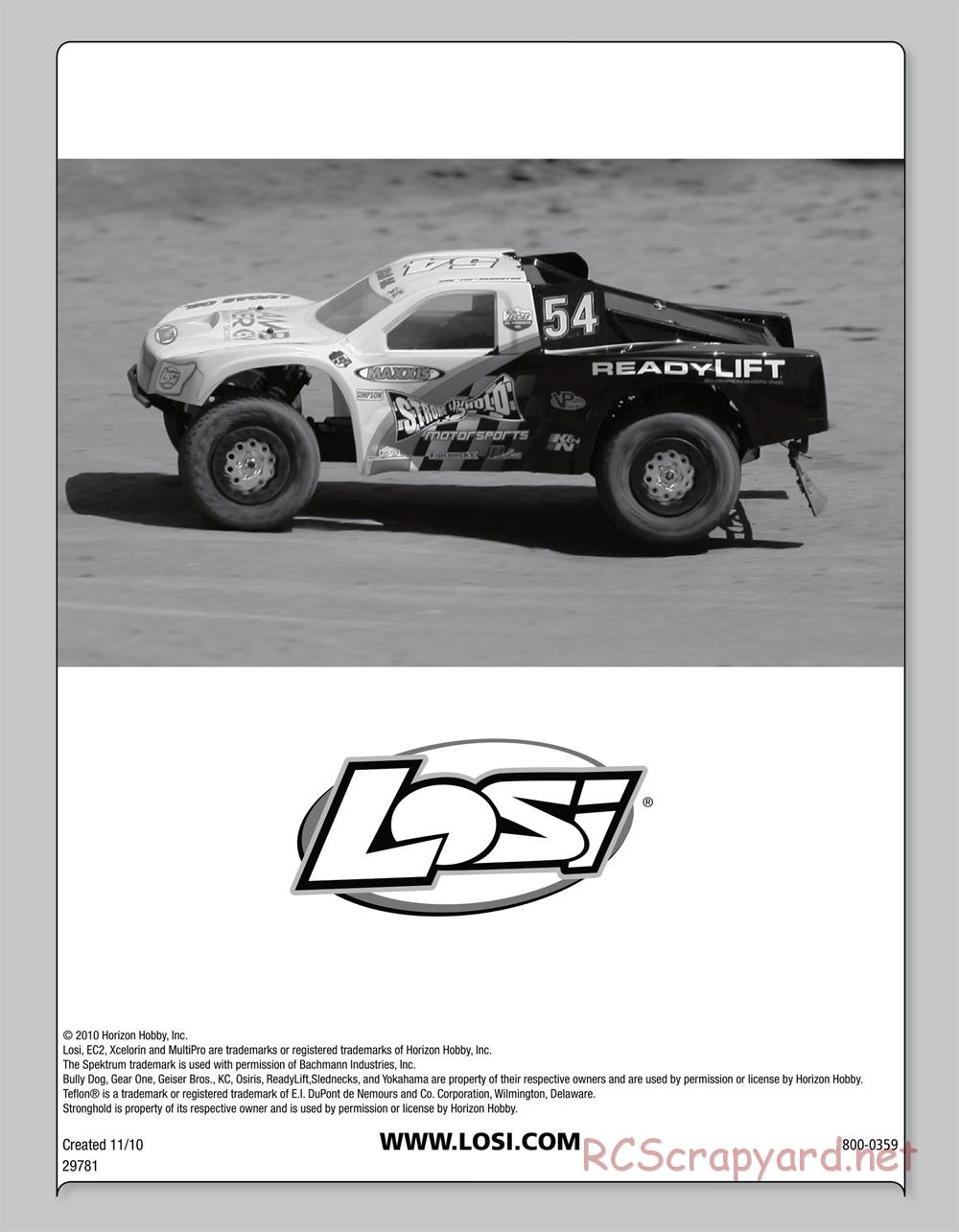 Team Losi - Mini Stronghold SCT - Manual - Page 56