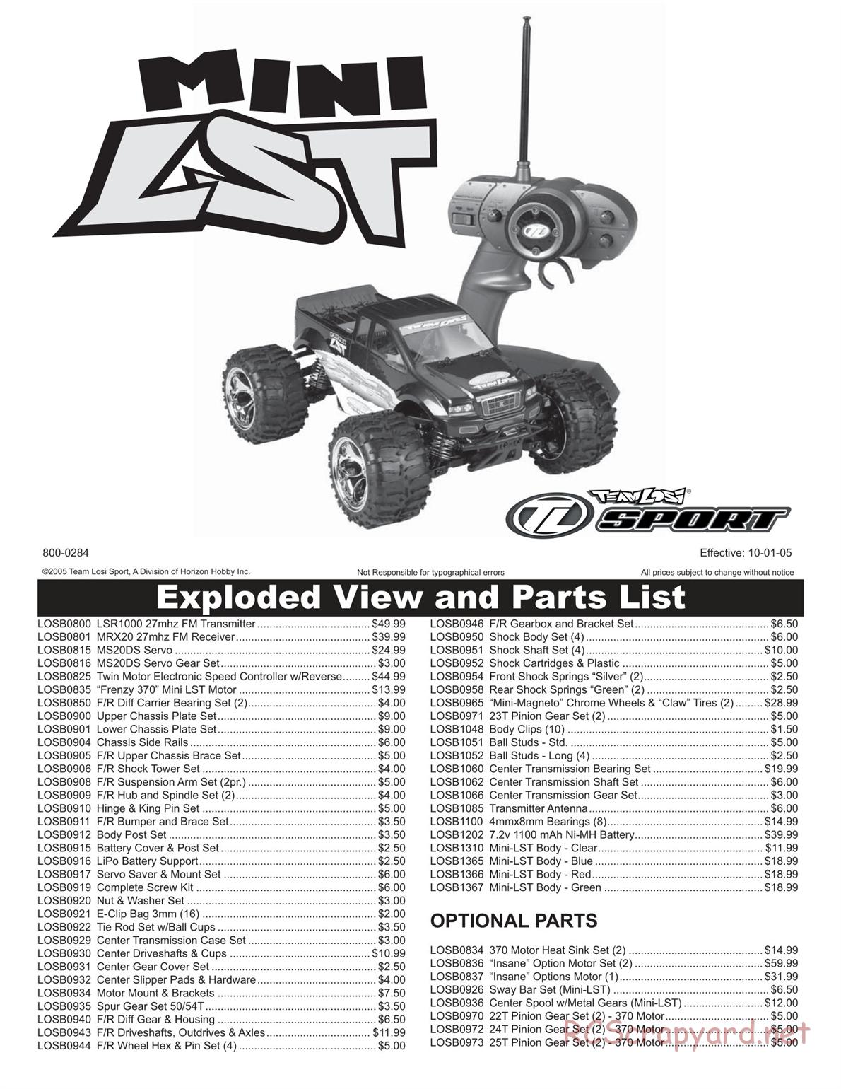 Team Losi - Mini-LST - Manual - Page 1