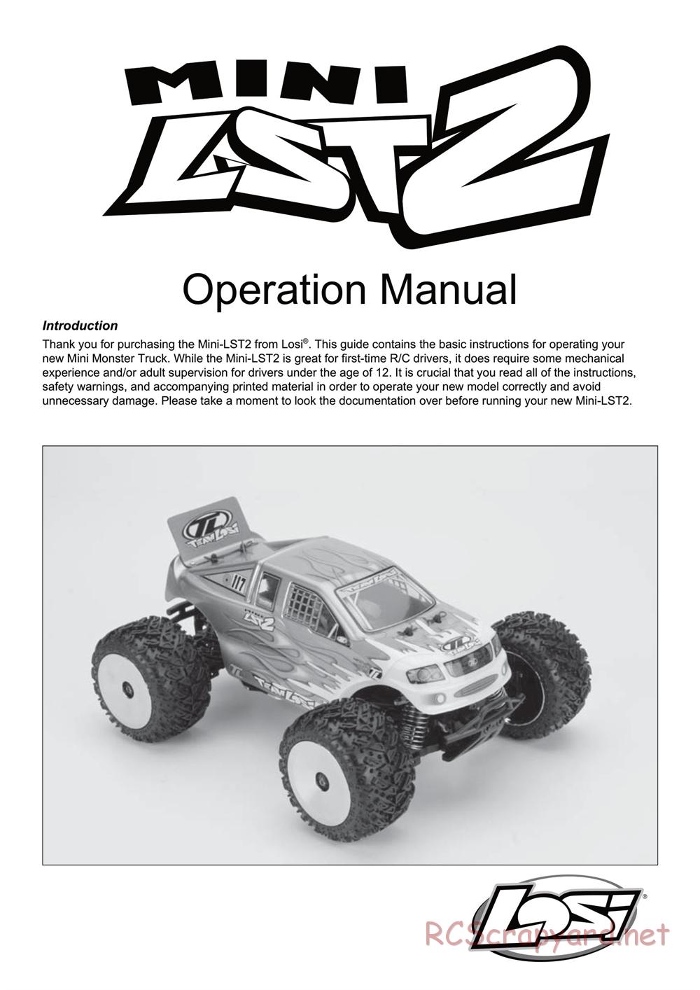 Team Losi - Mini-LST2 - Manual - Page 1