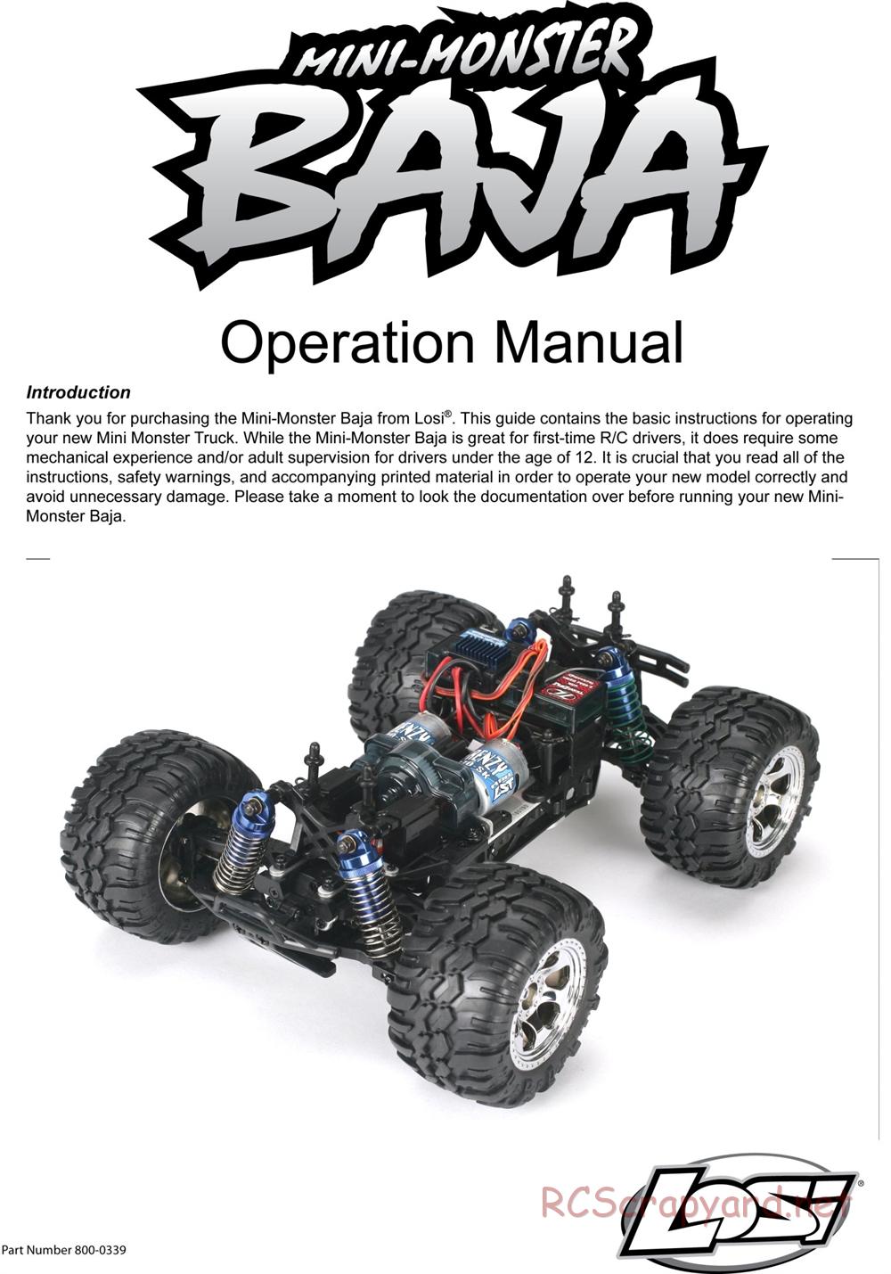 Team Losi - Mini Monster Baja - Manual - Page 1
