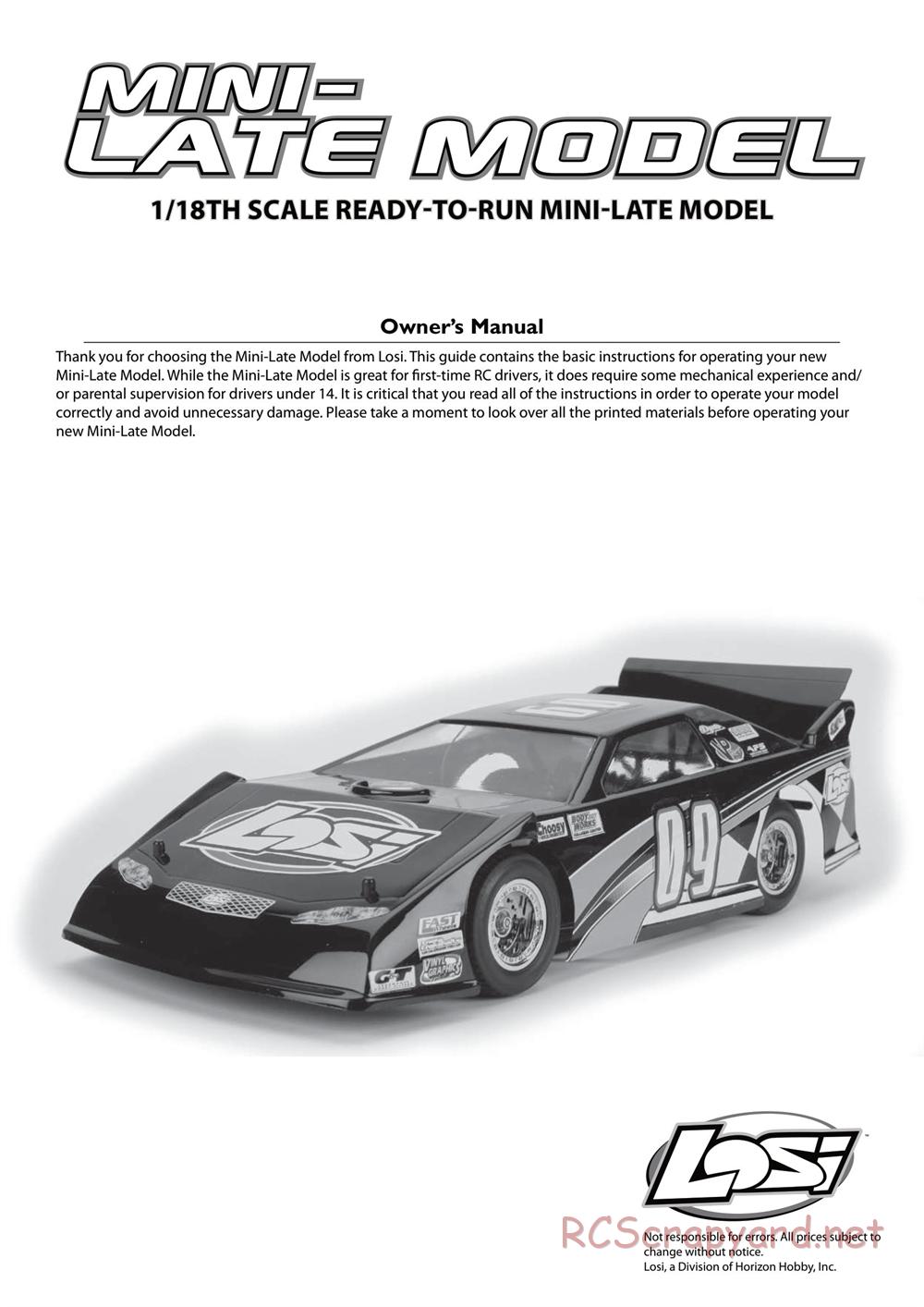 Team Losi - Mini Late-Model - Manual - Page 1