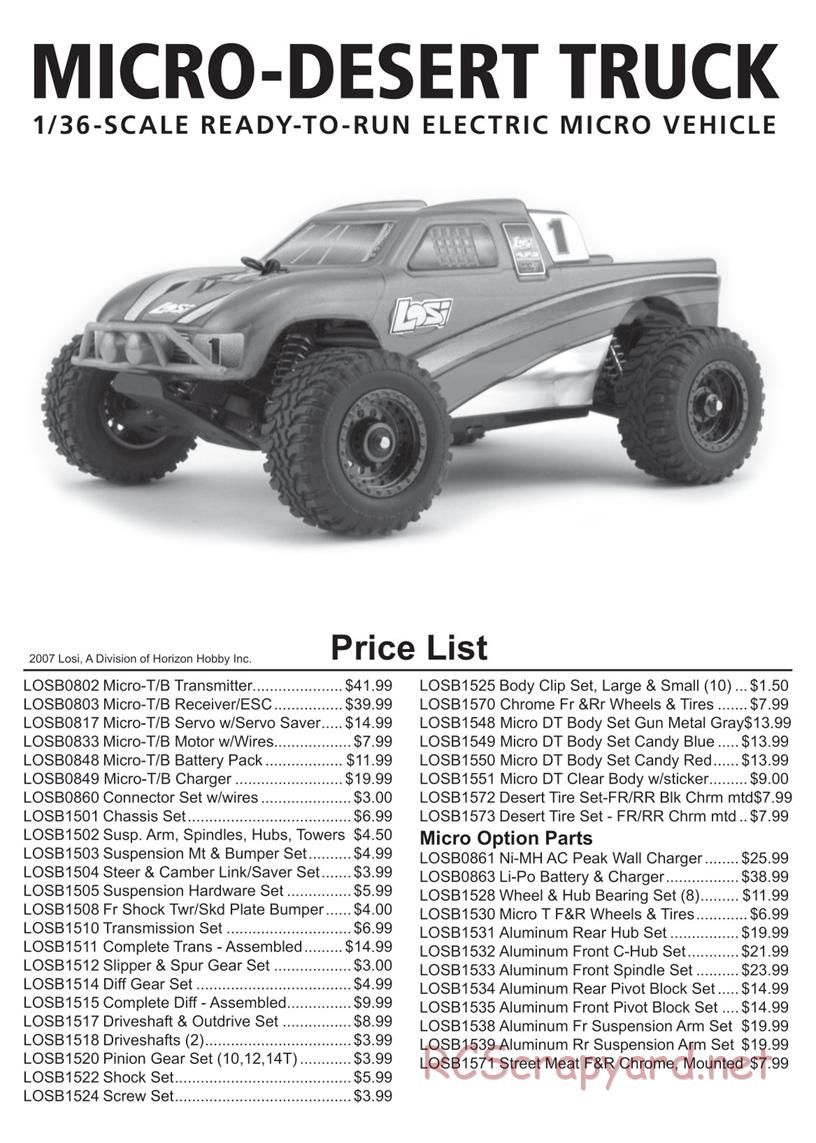 Team Losi - Micro Desert Truck - Manual - Page 1