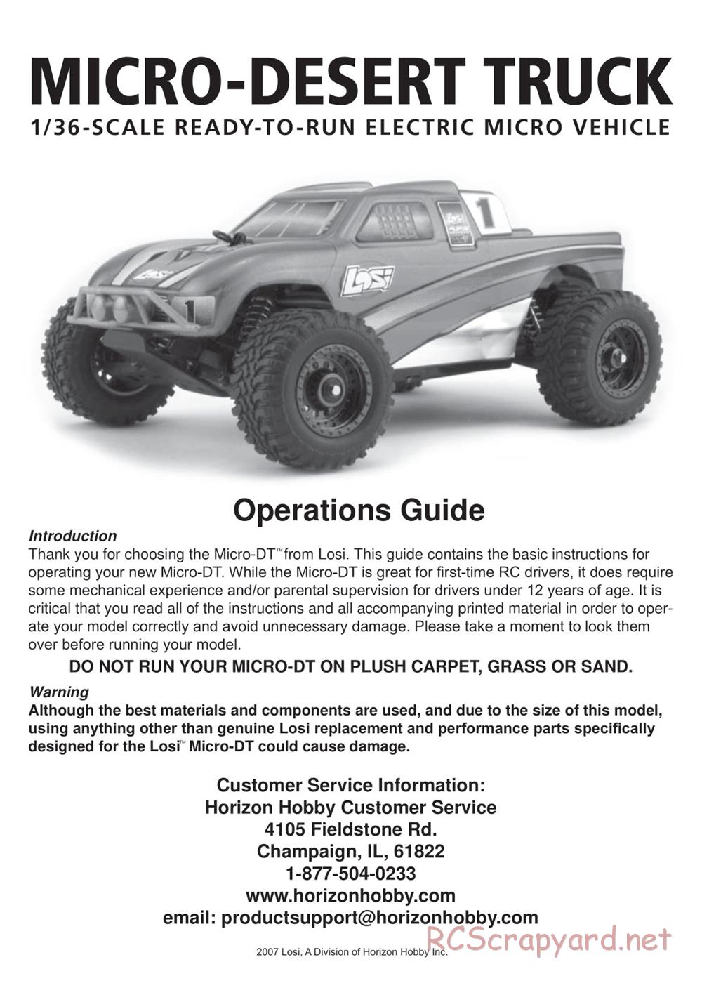 Team Losi - Micro Desert Truck - Manual - Page 1