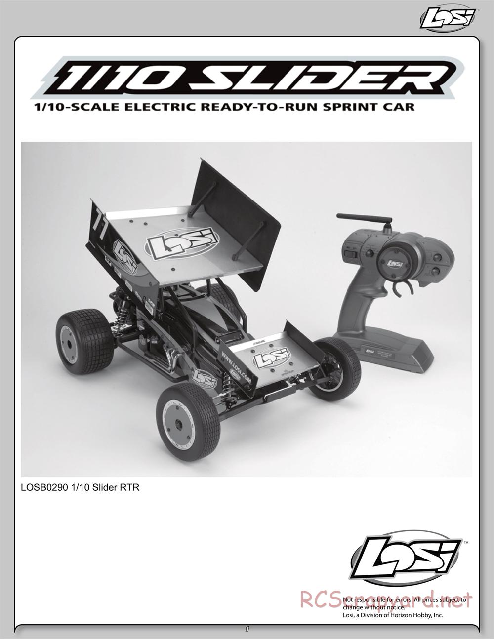 Team Losi - Slider - Manual - Page 1