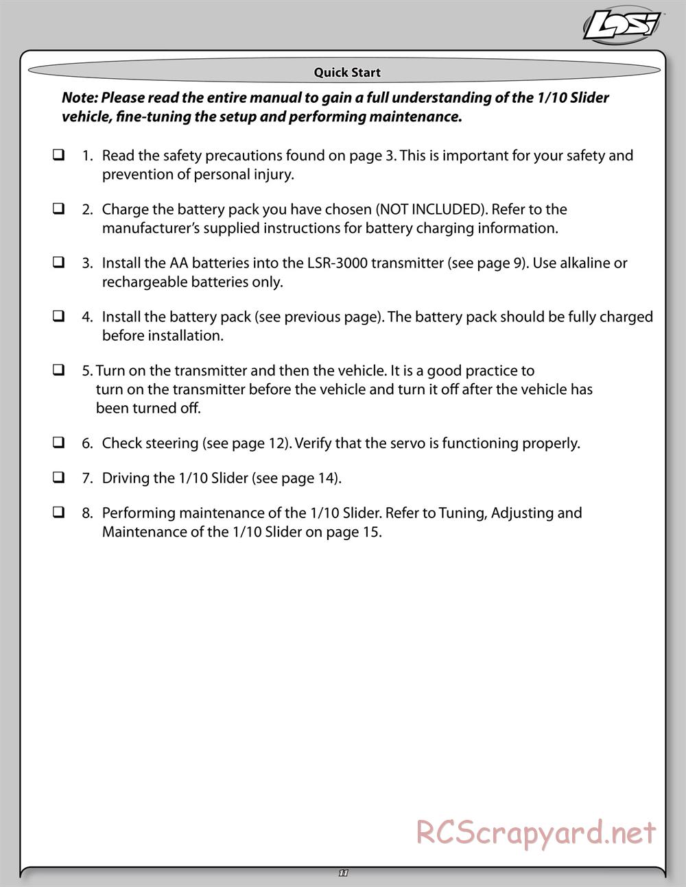 Team Losi - Slider - Manual - Page 11