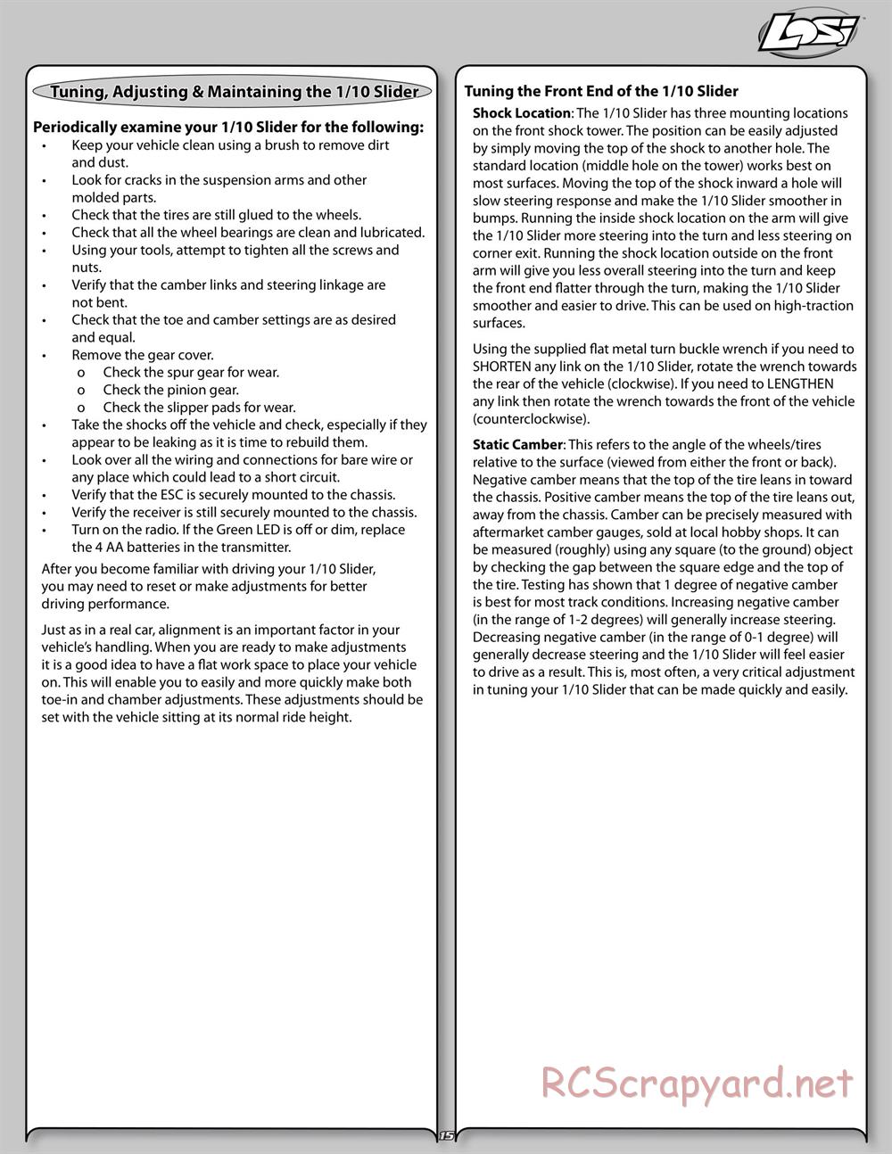 Team Losi - Slider - Manual - Page 15