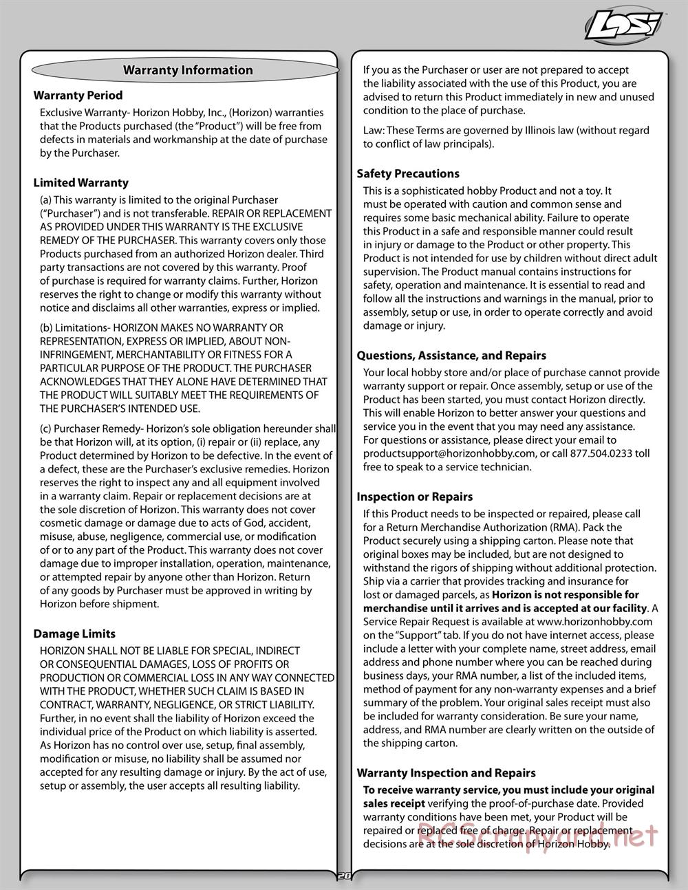 Team Losi - Slider - Manual - Page 20