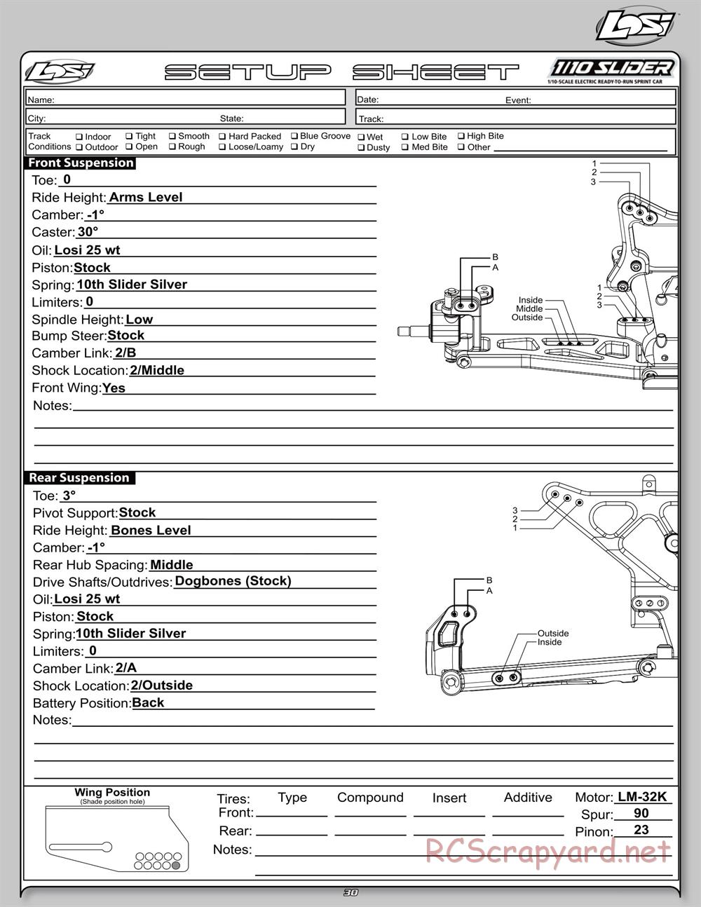 Team Losi - Slider - Manual - Page 30