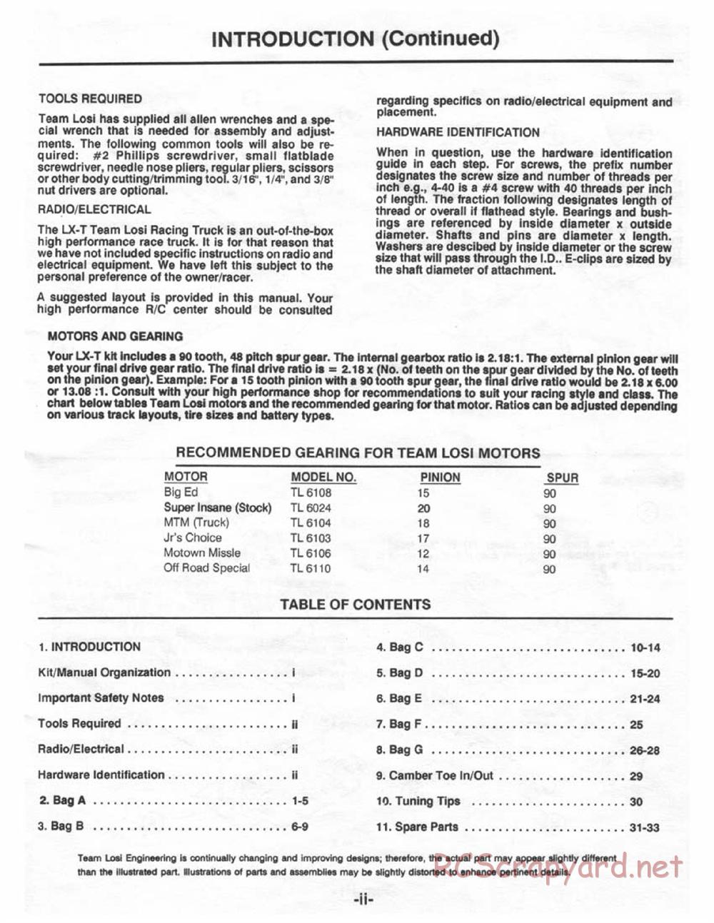 Team Losi - LX-T - Manual - Page 4