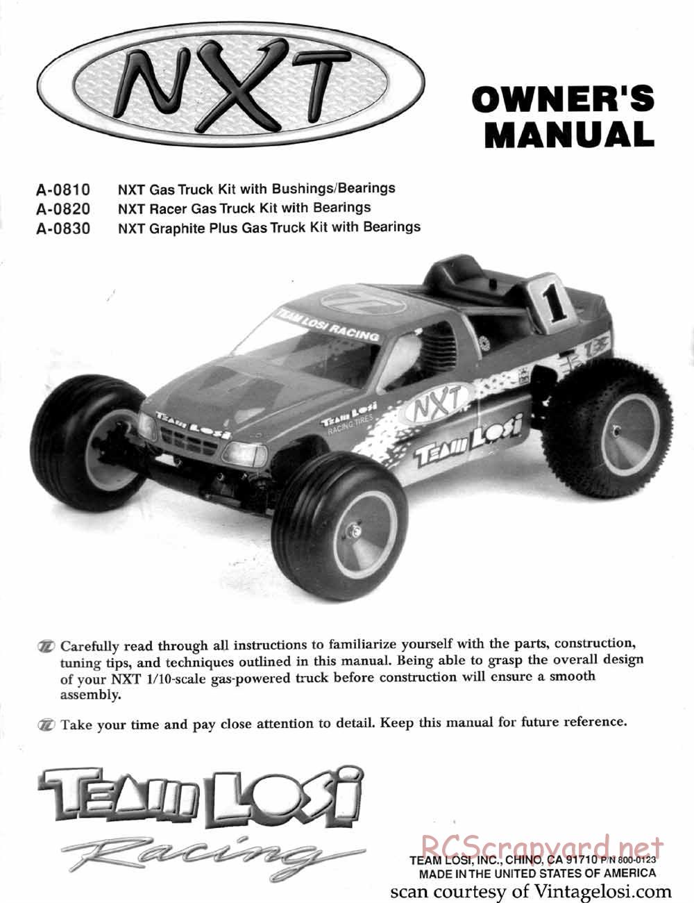 Team Losi - NXT - Manual - Page 1