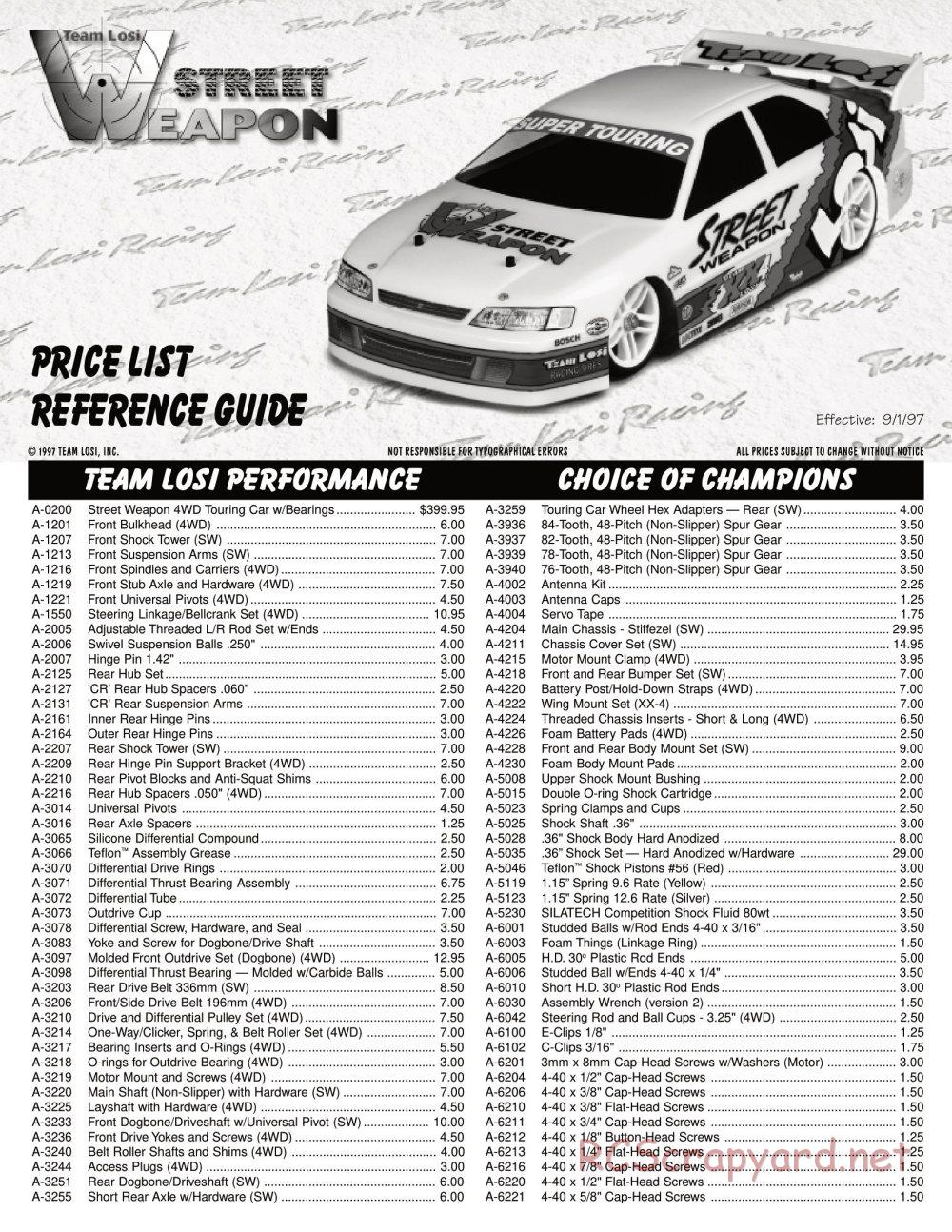 Team Losi - Street Weapon - Manual - Page 1