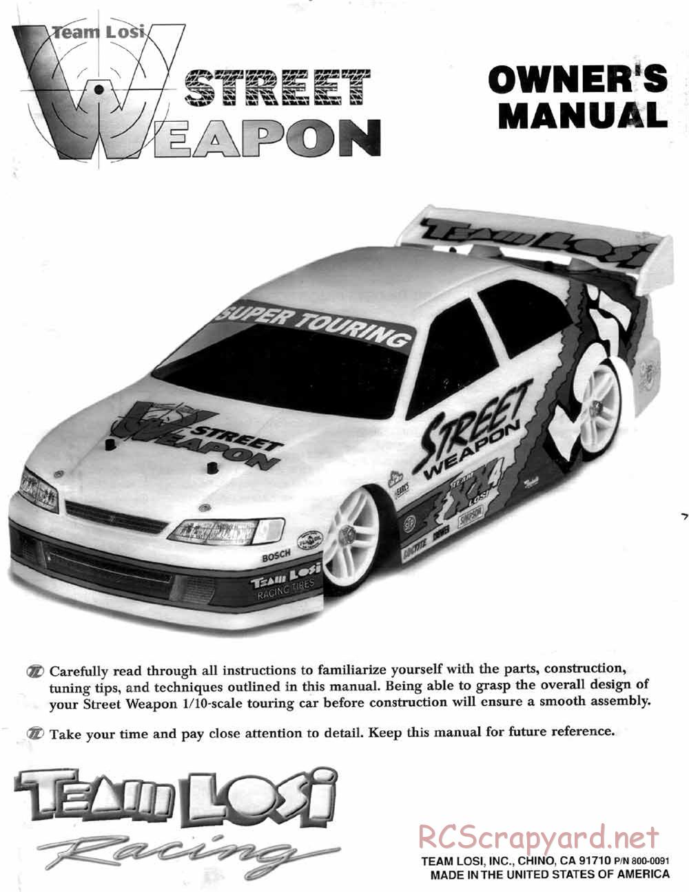 Team Losi - Street Weapon - Manual - Page 1