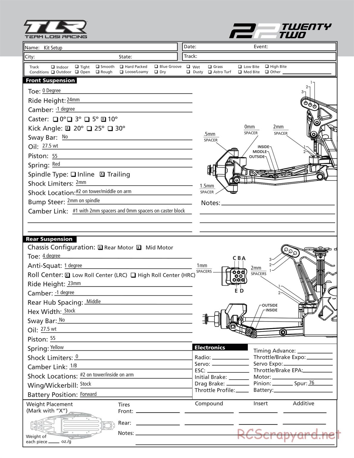 Team Losi - TLR 22 TwentyTwo - Manual - Page 44
