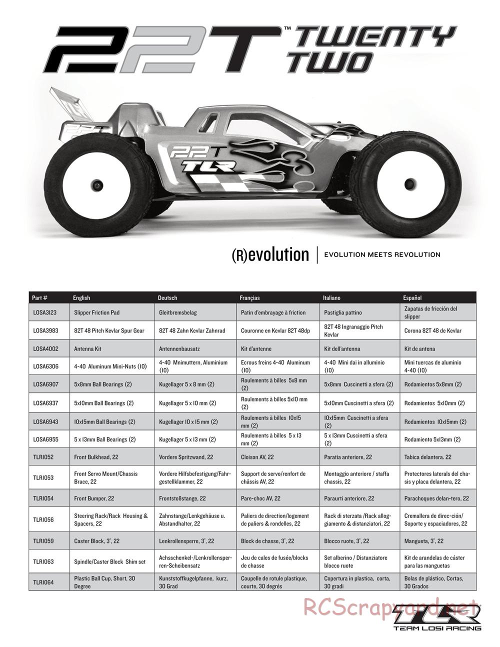 Team Losi - 22T - Manual - Page 1