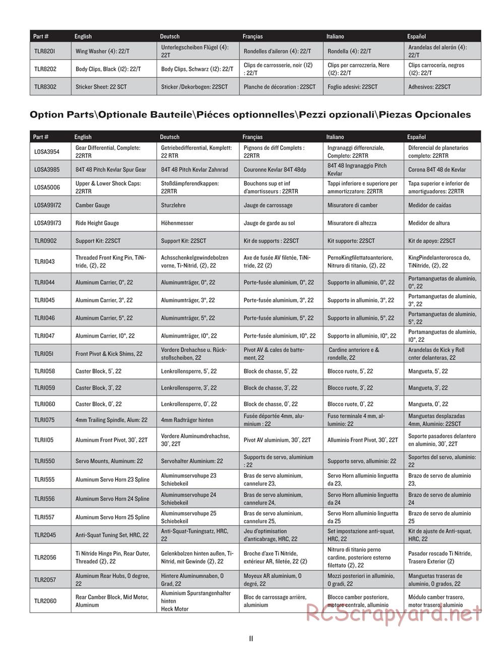 Team Losi - 22SCT - Manual - Page 11