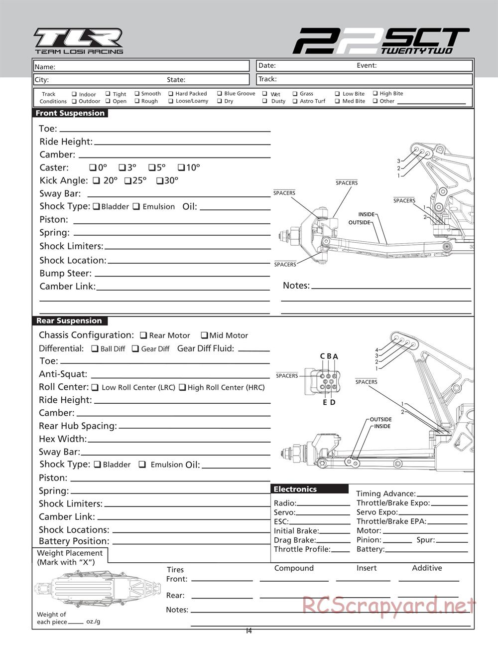 Team Losi - 22SCT - Manual - Page 14