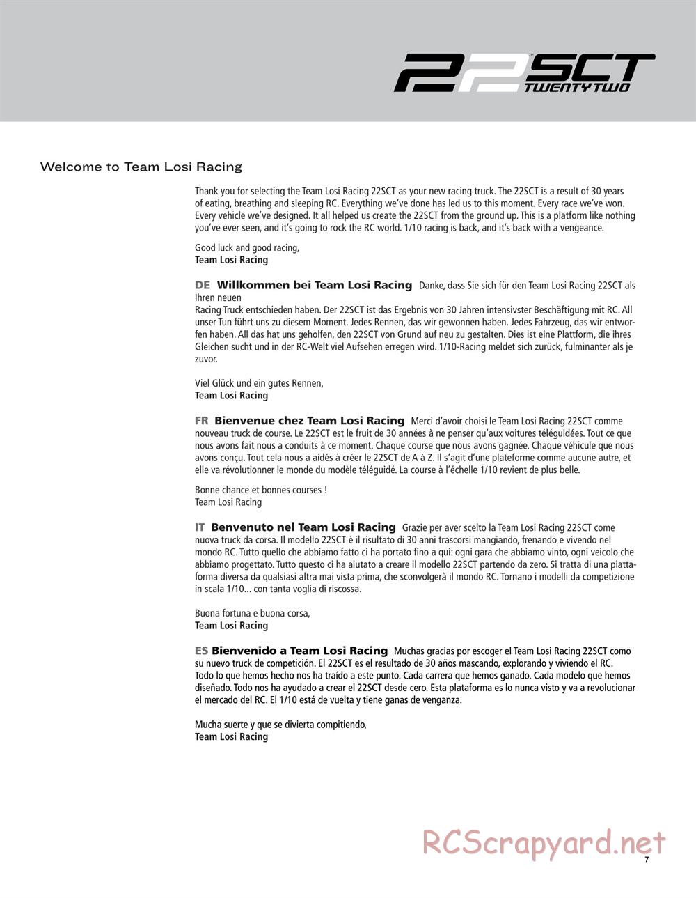 Team Losi - 22SCT - Manual - Page 7