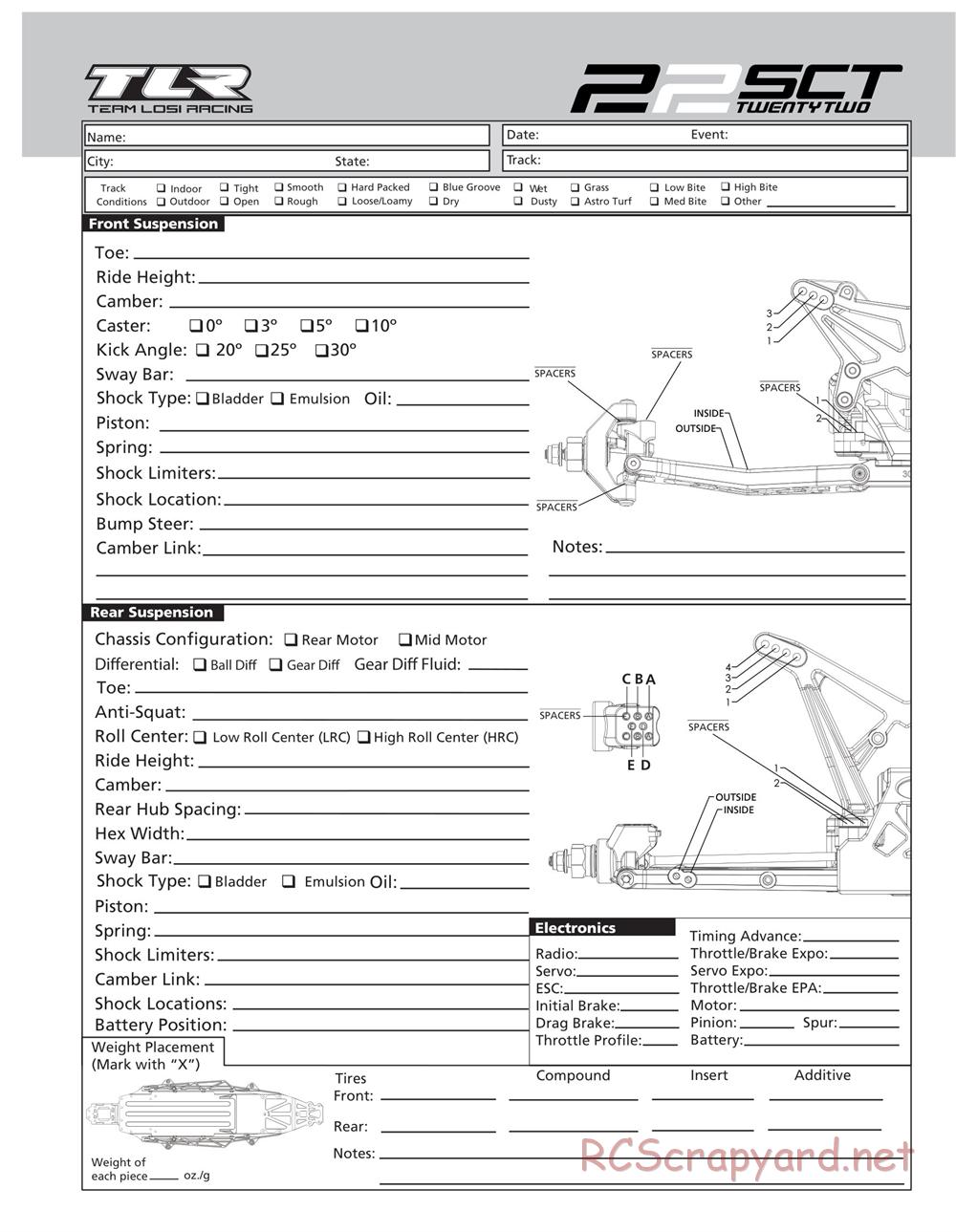 Team Losi - 22SCT - Manual - Page 54