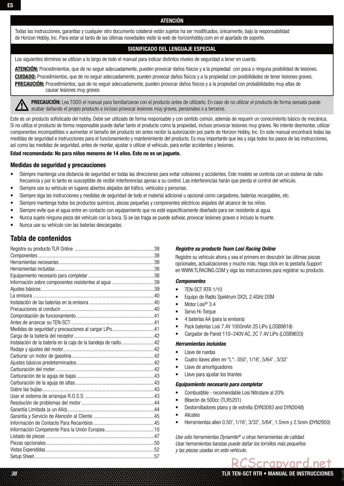 Team Losi - Ten SCT Nitro - Manual - Page 38