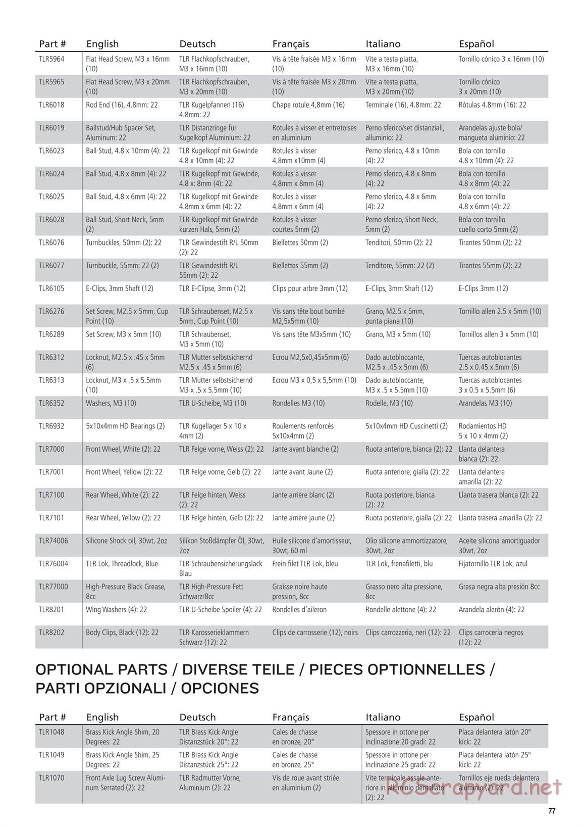 Team Losi - TLR 22 2.0 - Manual - Page 9