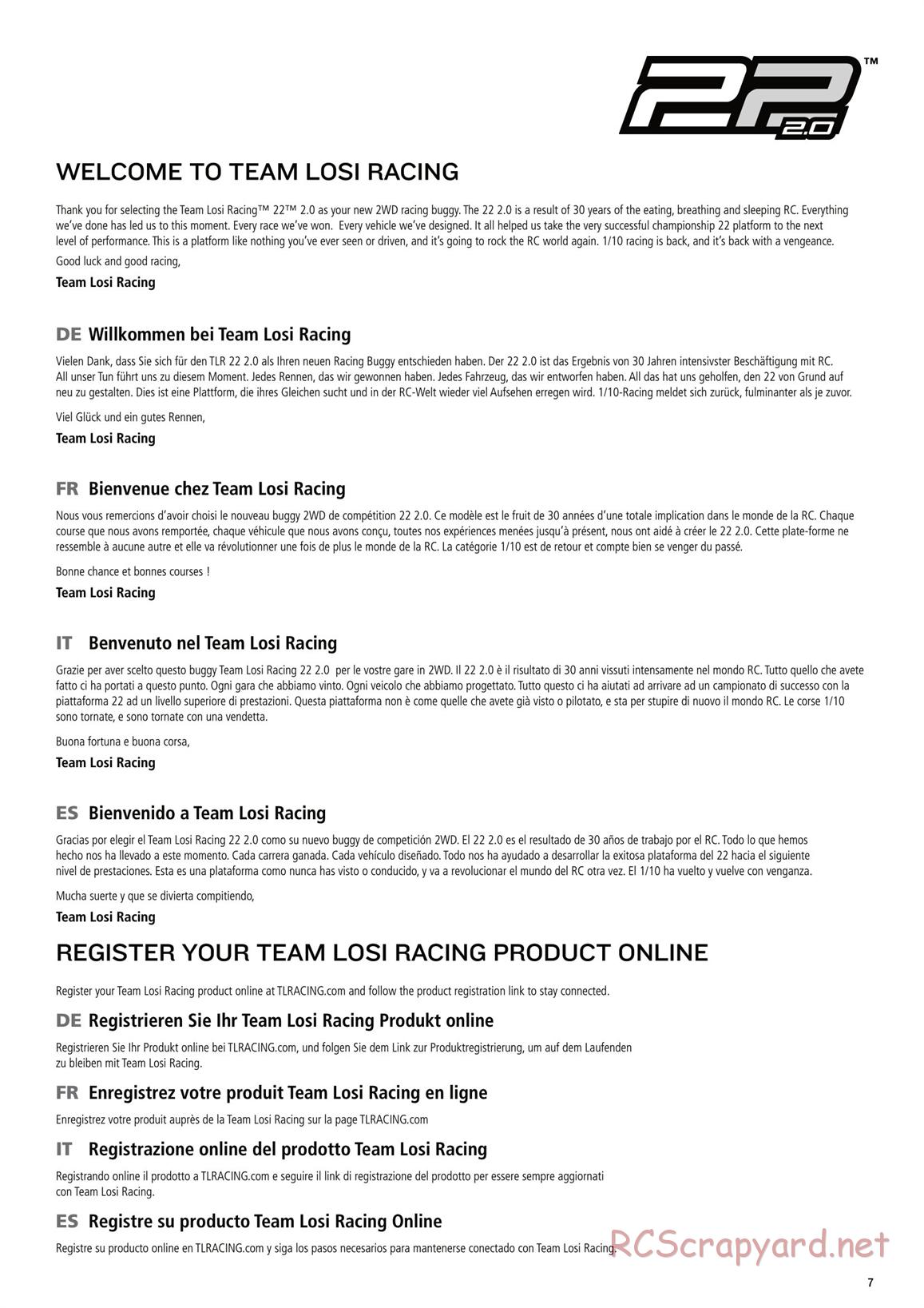 Team Losi - TLR 22 2.0 - Manual - Page 7