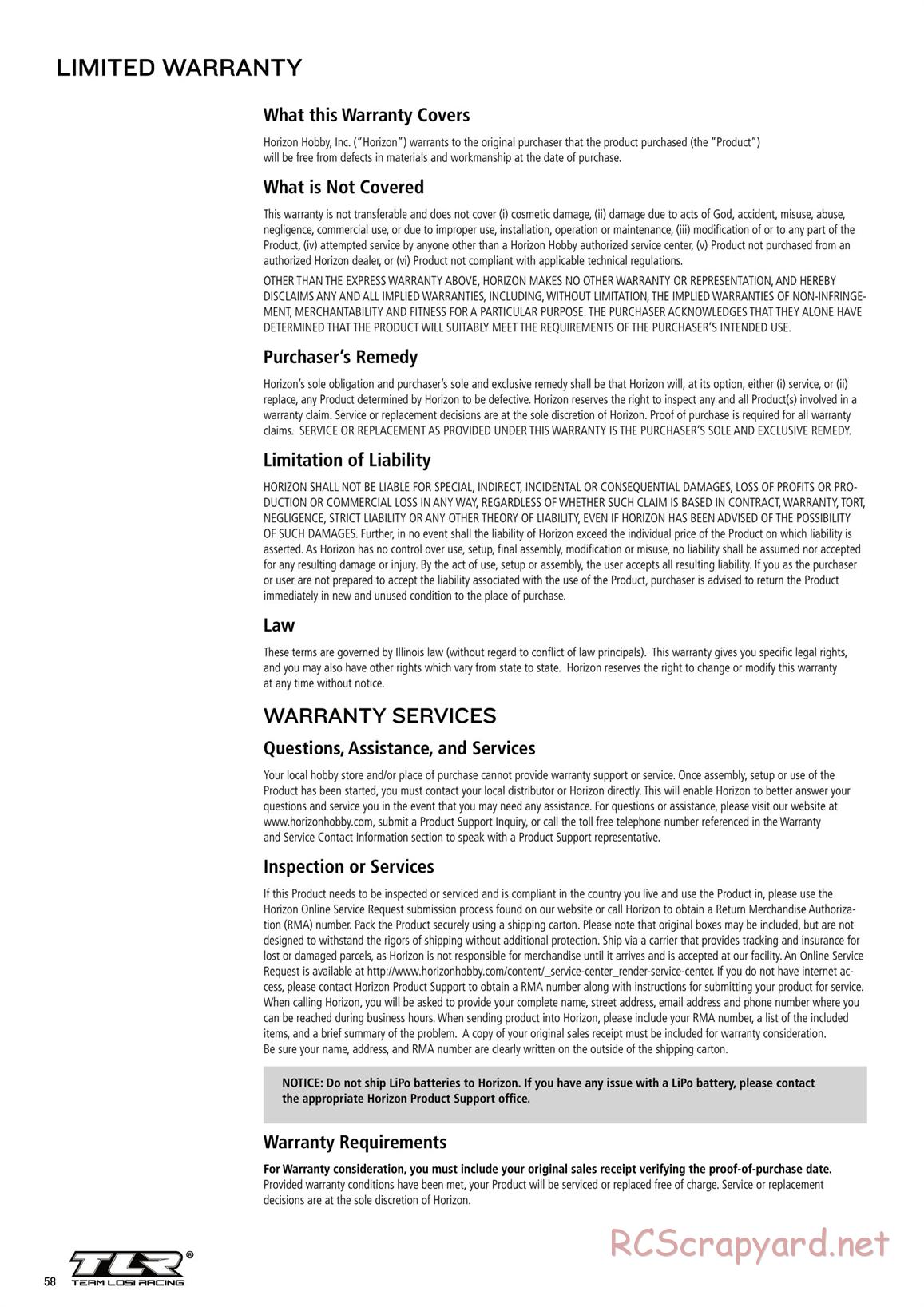 Team Losi - TLR 22 2.0 - Manual - Page 58